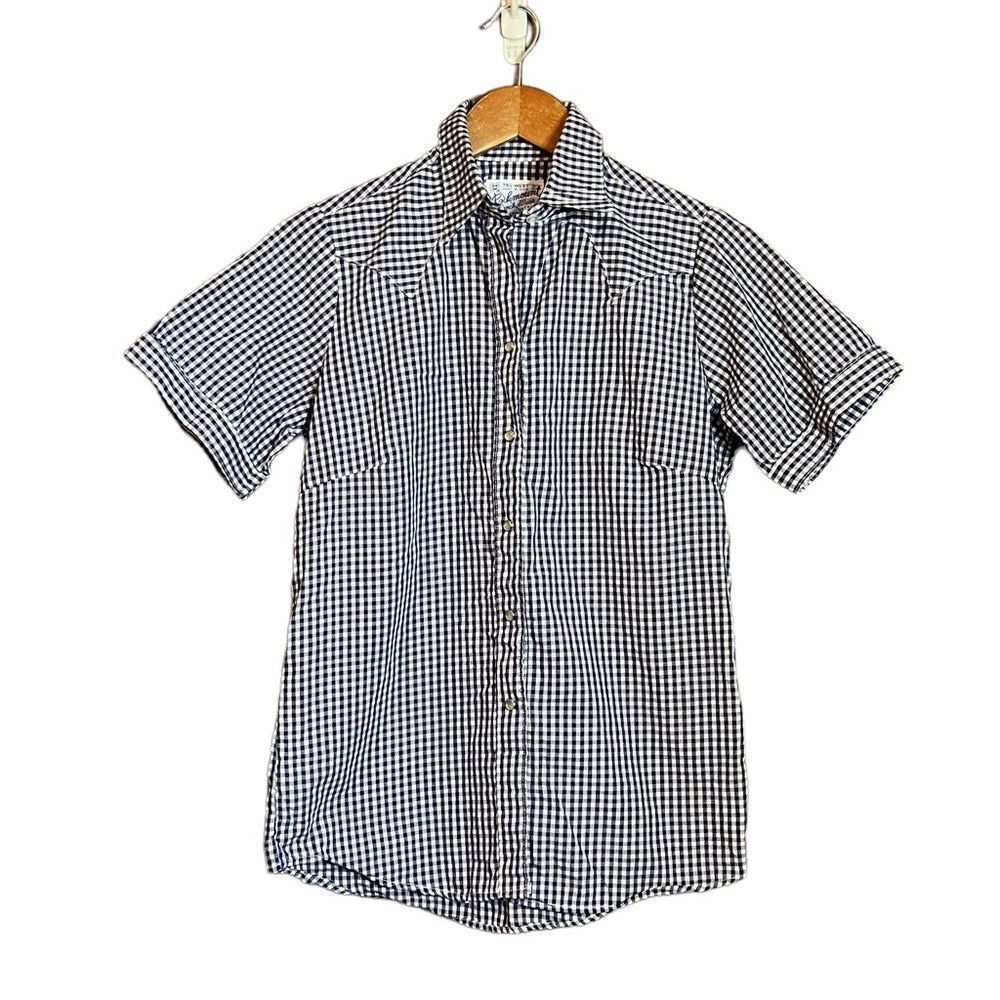 Rock mount ranch wear navy‎ & white checkered western shirt